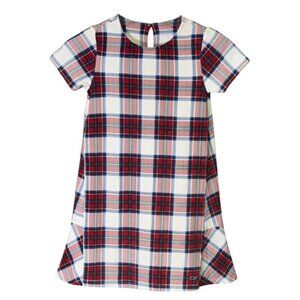 Vineyard Vines Nantucket Tartan Knit Dress Girls S Red Blue Plaid Ruffle Hem
